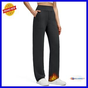 Fleece Lined Thermal Work Pants with Pockets, Straight Leg Fit